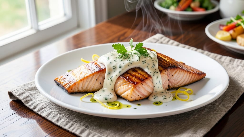 Baked Salmon With Sour Cream Dill Sauce Recipe: Herb-Infused Cream That Melts Into Flakes