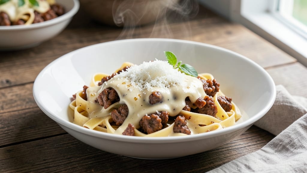 Alfredo Sauce Ground Beef Pasta Recipe: One-Pan Comfort with Crispy Browned Meat