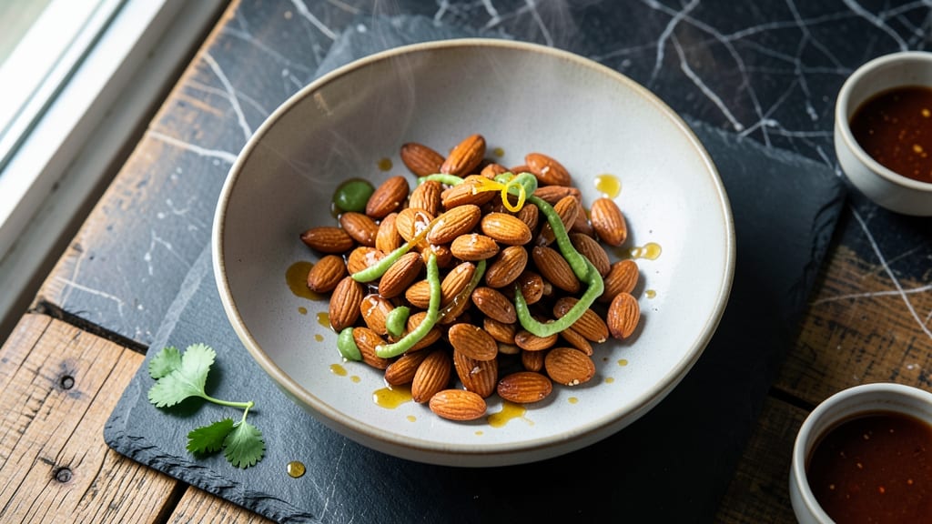 Almonds With Wasabi and Soy Sauce Recipe: Crunchy-Spicy Nut Mix for Stir-Fries and Snacks
