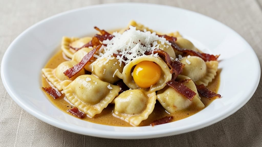Bacon Carbonara Ravioli Sauce Recipe: Smoky Pancetta and Egg Cream Fusion